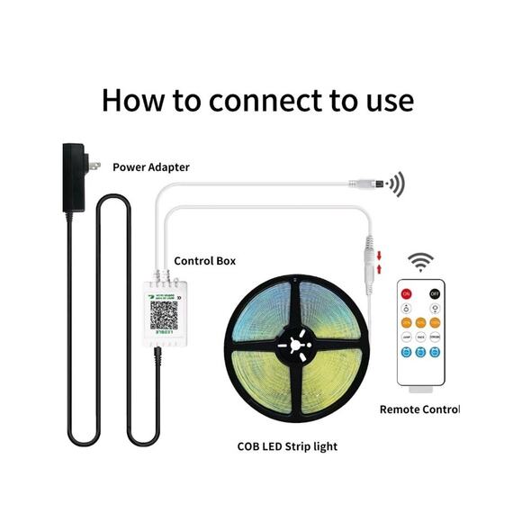 COB LED Strip Lights 6000K 16.4ft DC 24V Dimmable White Flexible LED Tape Light - Picture 7 of 8